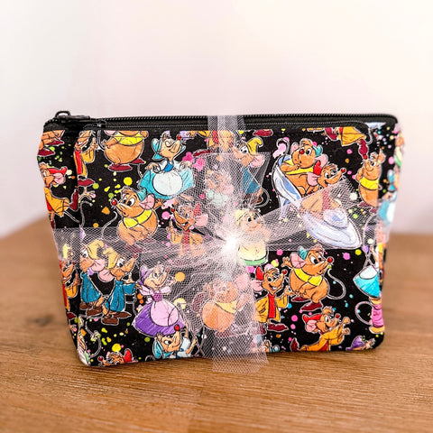 Cindy Mice (black background) - Zip Pouch Gift Set