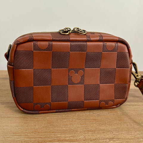 Brown "Checkered" Mouse - Wristlet (can convert to crossbody)