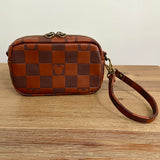 Brown "Checkered" Mouse - Wristlet (can convert to crossbody)