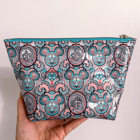 Mouse Damask Aqua - Clear Pouch