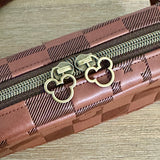 Brown "Checkered" Mouse - Wristlet (can convert to crossbody)