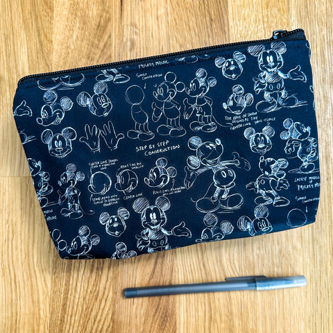 Black Sketch Mouse - Cosmetic Bag